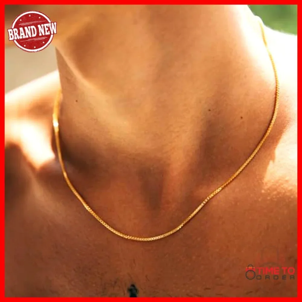 14K Gold Filled Box Chain Necklace 1mm Unisex 18-24 Inch